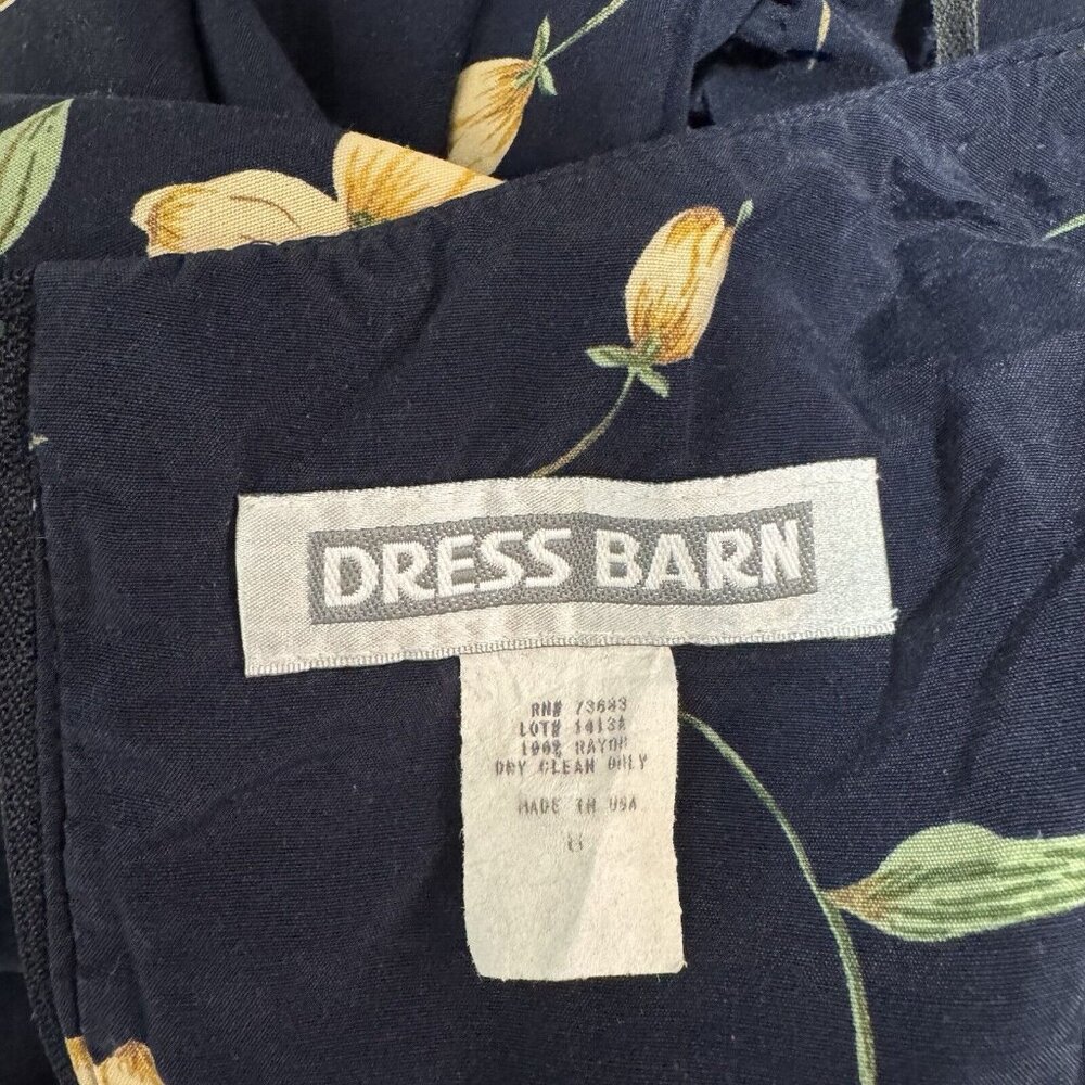 Vintage 90s Y2K Dressbarn Dress 8 Maxi Floral Blue Yellow Whimsy Cottage - Picture 8 of 9